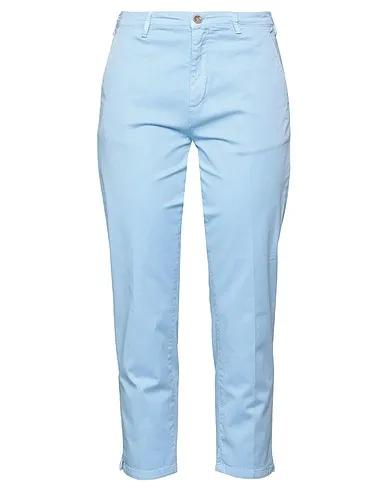 Sky blue Cotton twill Cropped pants & culottes