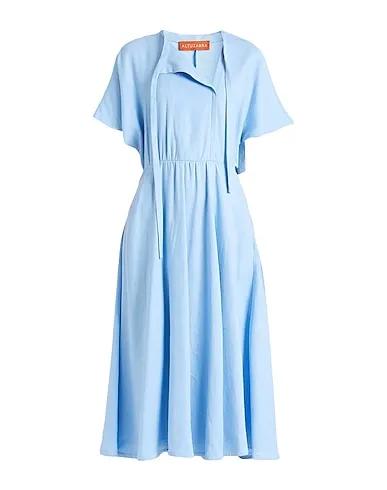 Sky blue Cotton twill Midi dress