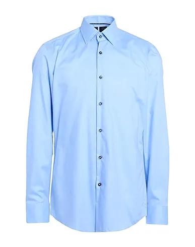 Sky blue Cotton twill Patterned shirt
