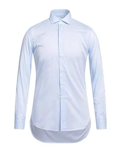 Sky blue Cotton twill Solid color shirt