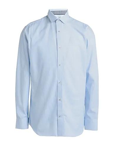 Sky blue Cotton twill Solid color shirt