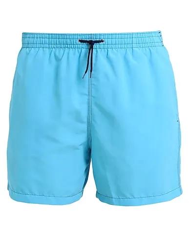 Sky blue Cotton twill Swim shorts