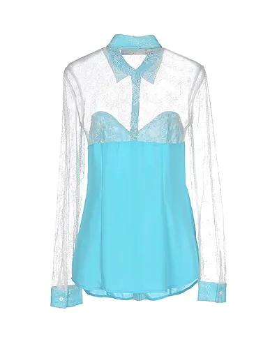Sky blue Crêpe Lace shirts & blouses