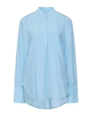 Sky blue Crêpe Silk shirts & blouses