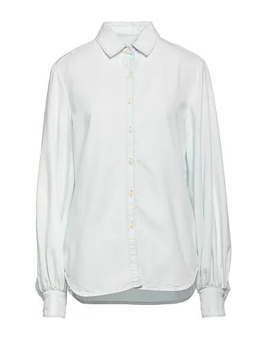 Sky blue Flannel Solid color shirts & blouses
