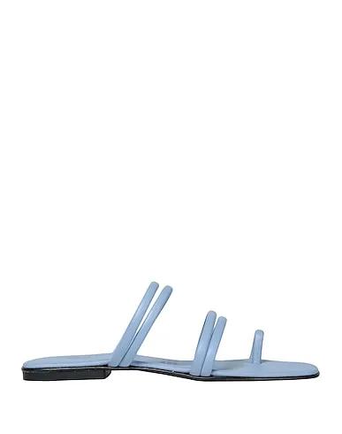 Sky blue Flip flops LEATHER SQUARE TOE-POST FLAT SANDAL

