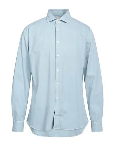 Sky blue Gabardine Solid color shirt