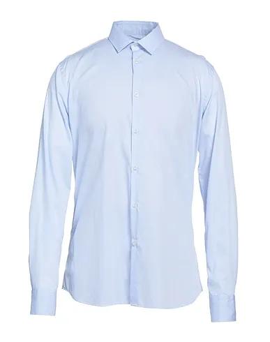 Sky blue Jacquard Solid color shirt