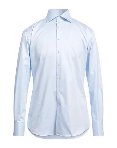 Sky blue Jacquard Solid color shirt