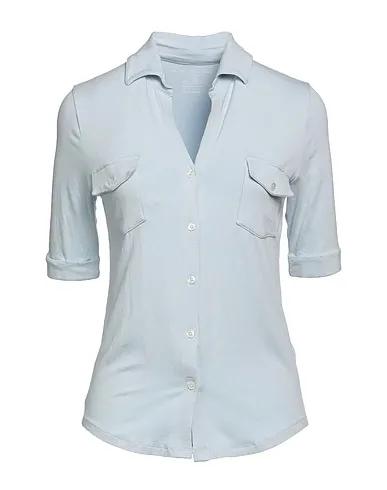 Sky blue Jersey Solid color shirts & blouses
