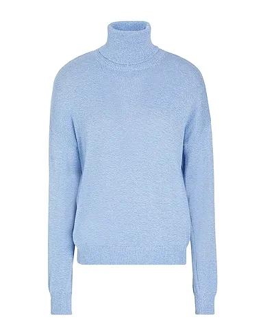 Sky blue Knitted Turtleneck KNIT RELAXED FIT ROLL-NECK
