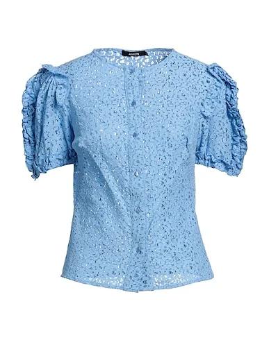Sky blue Lace Lace shirts & blouses