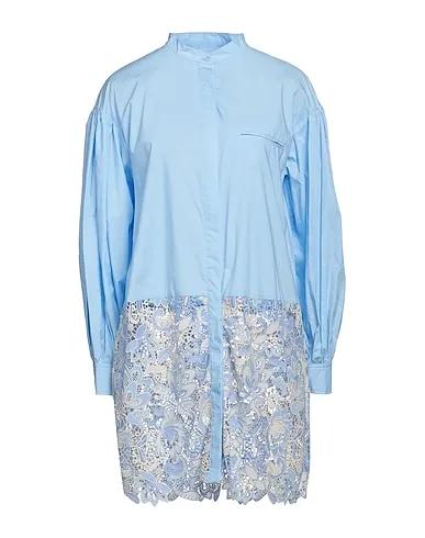 Sky blue Lace Lace shirts & blouses