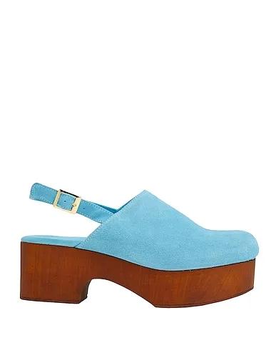 Sky blue Leather Mules and clogs