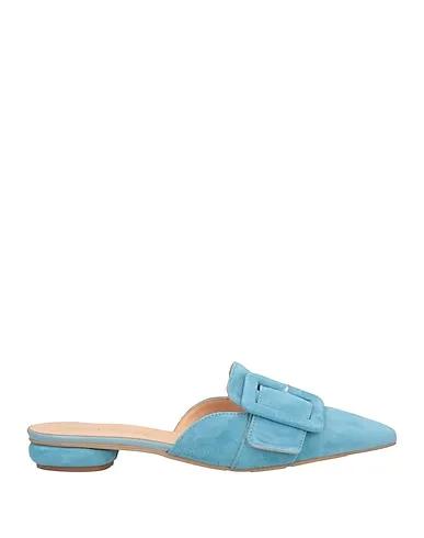 Sky blue Leather Mules and clogs