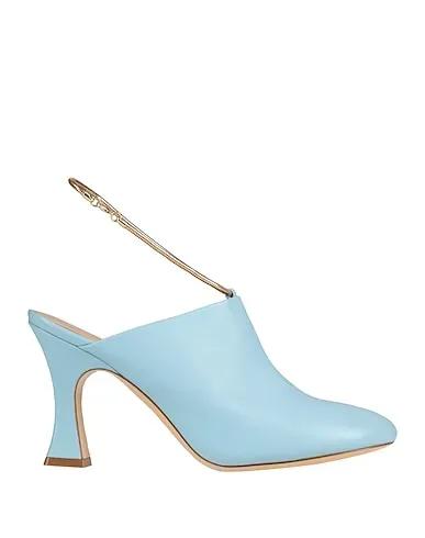 Sky blue Leather Mules and clogs