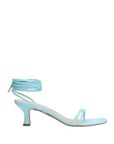 Sky blue Leather Sandals LEATHER SQUARE TOE LACE-UP SANDAL

