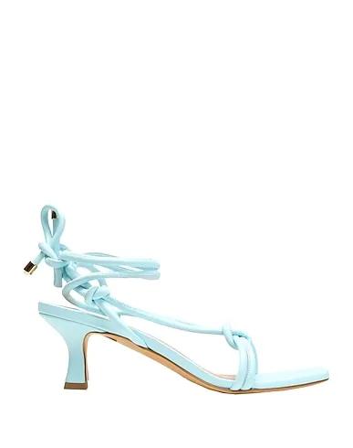 Sky blue Leather Sandals LEATHER SQUARE TOE LACE-UP SANDAL
