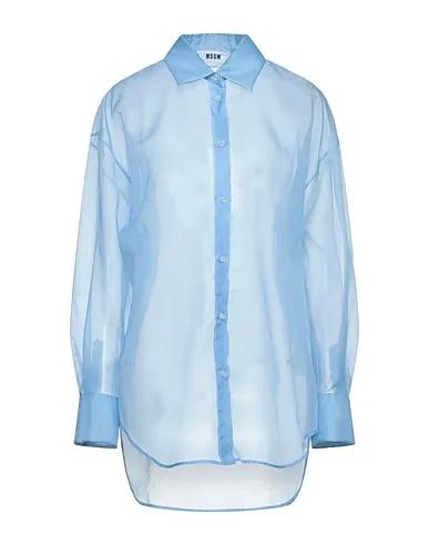 Sky blue Organza Silk shirts & blouses