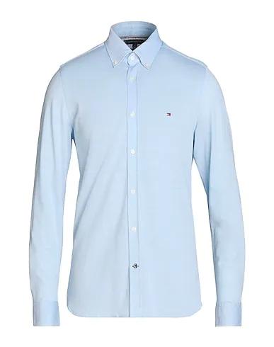 Sky blue Piqué Solid color shirt