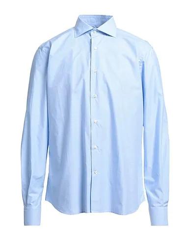 Sky blue Plain weave Checked shirt
