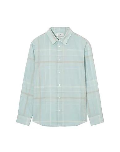 Sky blue Plain weave Checked shirt