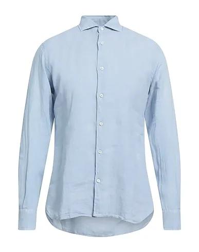 Sky blue Plain weave Linen shirt