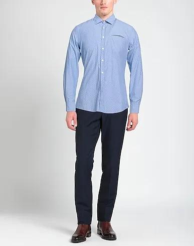 Sky blue Plain weave Patterned shirt