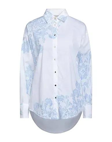 Sky blue Plain weave Patterned shirts & blouses