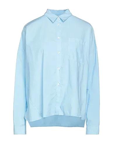 Sky blue Plain weave Patterned shirts & blouses