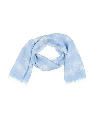 Sky blue Plain weave Scarves and foulards