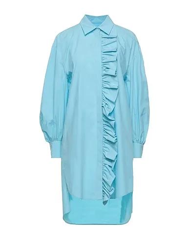 Sky blue Plain weave Shirt dress
