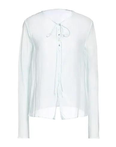 Sky blue Plain weave Shirts & blouses with bow