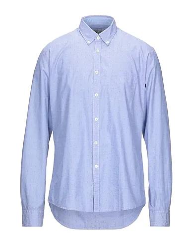 Sky blue Plain weave Solid color shirt