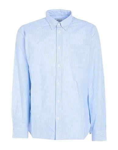 Sky blue Plain weave Striped shirt COTTON LINEN STRIPE SHIRT