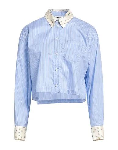 Sky blue Poplin Patterned shirts & blouses