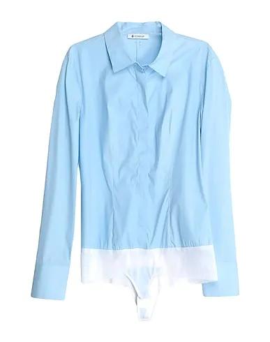 Sky blue Poplin Shirts & blouses with bow