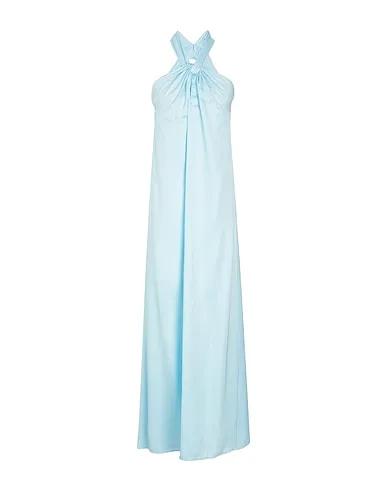 Sky blue Satin Long dress HALTER MAXI DRESS
