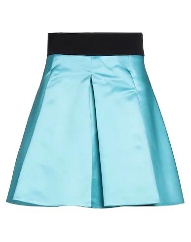 Sky blue Satin Mini skirt
