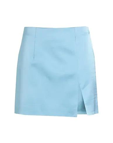 Sky blue Satin Mini skirt MINI GONNA RASO
