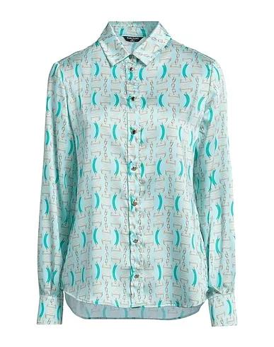 Sky blue Satin Patterned shirts & blouses