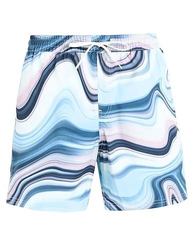 Sky blue Satin Swim shorts PRIMARY PRINT ELASTIC BOARDSHORT
