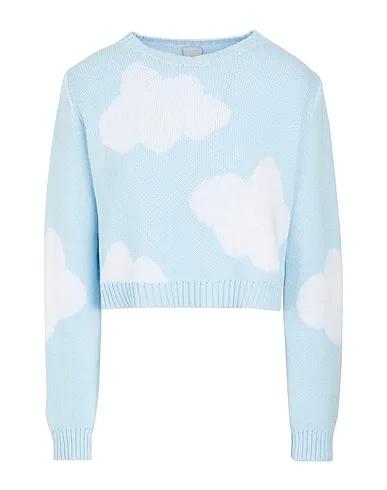 Sky blue Sweater ORGANIC COTTON JACQUARD CROPPED CREWNECK
