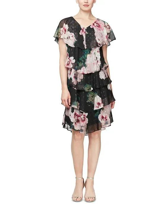 SL Fashions Floral Tiered Shift Dress