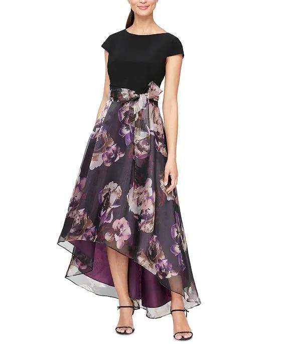 SL Fashions High-Low Printed-Skirt Dress