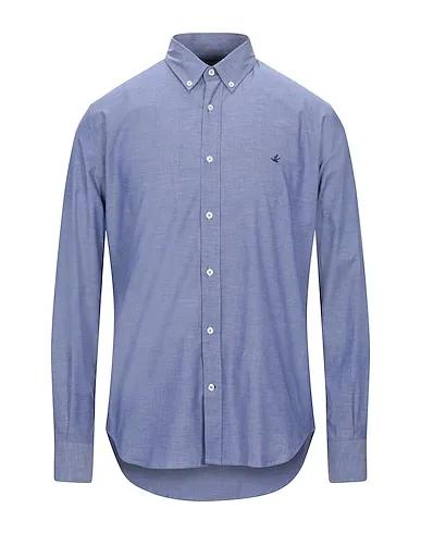 Slate blue Cotton twill Solid color shirt