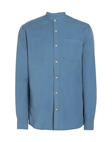 Slate blue Cotton twill Solid color shirt