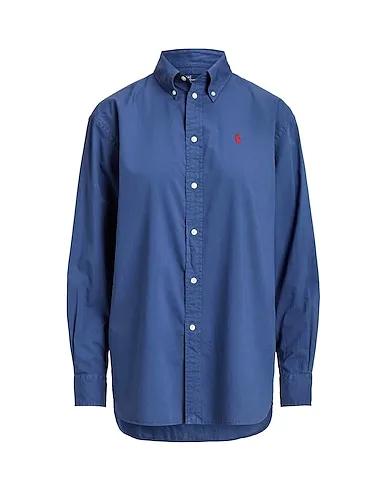 Slate blue Cotton twill Solid color shirts & blouses