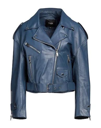 Slate blue Leather Biker jacket