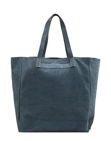 Slate blue Leather Handbag SUEDE TOTE BAG
